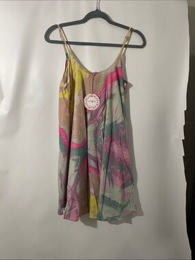 Umgee Pastel Tie-Dye Slip Dress in Pink, Teal, Yellow and Tan